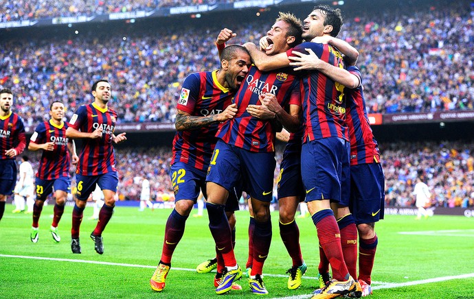 Neymar comemoração gol do Barcelona jogo Real Madrid (Foto: Getty Images)