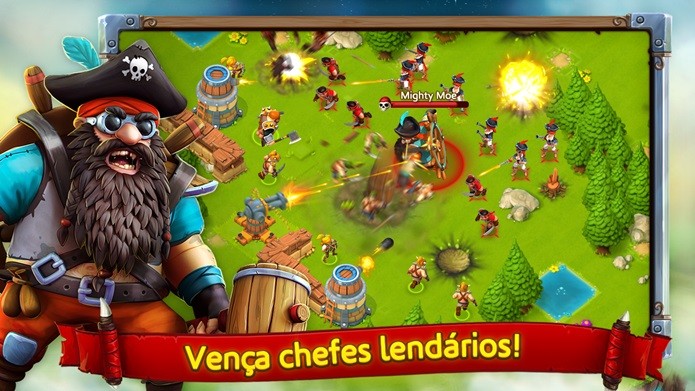 Lembra Clash of Clans, mas é possível defender sua aldeia com ajuda de artilharia pesada (Foto: Divulgação)
