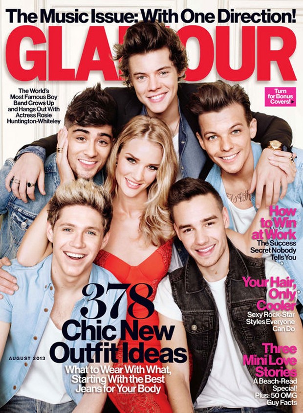 Rosie Huntington-Whiteley e One Direction (Foto: Reprodução) Rosie Huntington-Whiteley e One Direction (Foto: Reprodução)