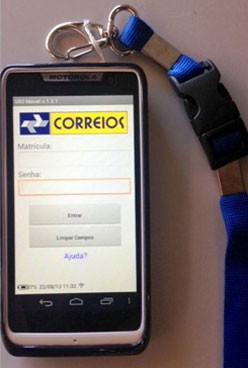 Smartphone usado pelos 3 mil carteiros dos Correios que entregam Sedex 10. (Foto: Divulgação/Correios)