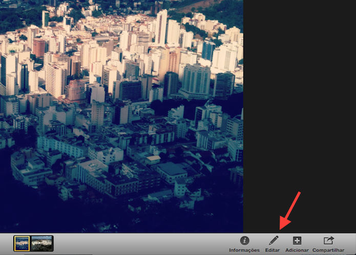 Acessando a página de edição do iPhoto do Mac OS X (Foto: Reprodução/Marvin Costa)