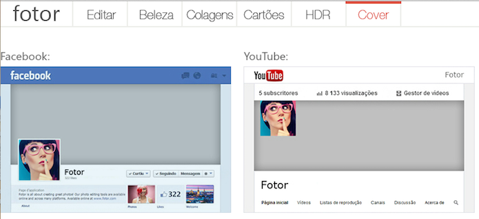 Fotor também pode ser usado para criar capas para o Facebook (Foto: Reprodução/Edivaldo Brito)