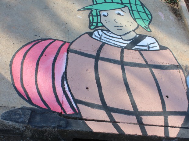 Chaves foi desenhado dentro do barril em Pilar do Sul (SP) (Foto: Divulgação/ E.E. Padre Anchieta)