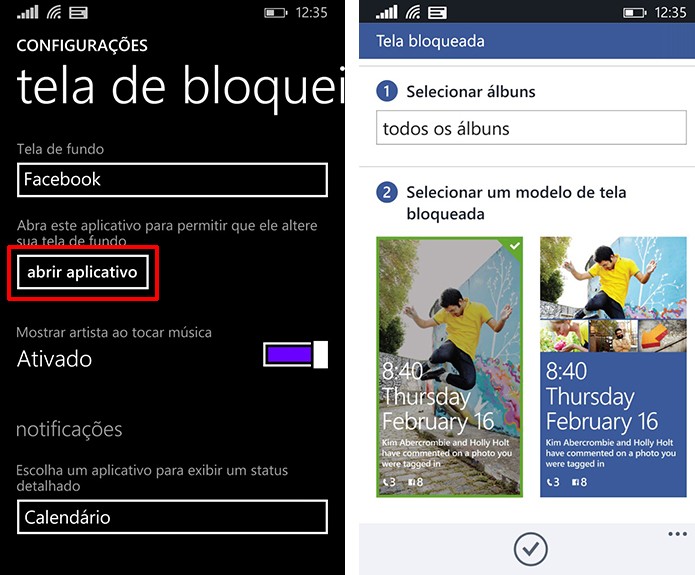 Windows Phone oferece diferente tipos de personalização para fotos do Facebook na tela de bloqueio (Foto: Reprodução/Elson de Souza)