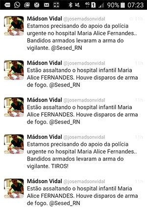 Em rede social, médico fez várias postagens pedindo socorro à polícia (Foto: Reprodução/Twitter)