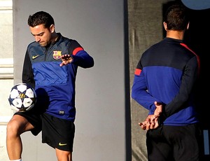 Xavi no treino do Barcelona (Foto: EFE)