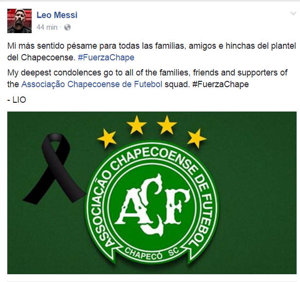 Messi Chapecoense (Foto: Reprodução)