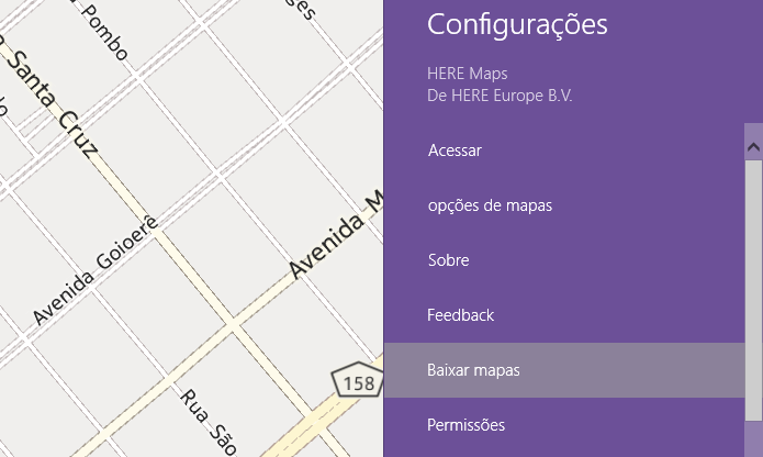 Configurações do HERE Maps (Foto: Reprodução/Helito Bijora)