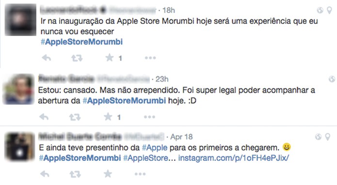 Repercussão no Twitter sobre o lançamento da Apple Store de São Paulo (Foto: Reprodução/Twitter) Repercussão no Twitter sobre o lançamento da Apple Store de São Paulo (Foto: Reprodução/Twitter)