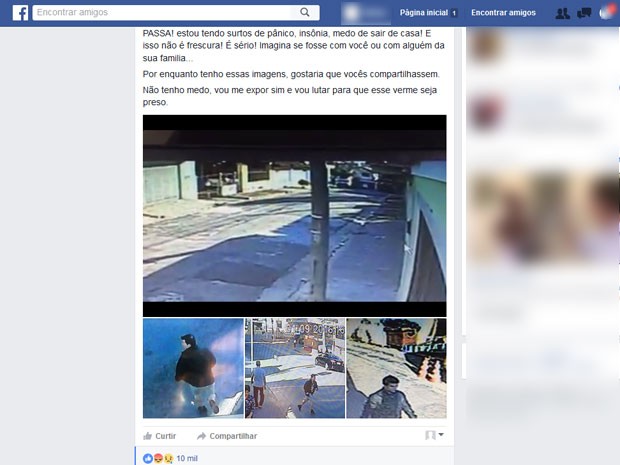 Vítima postou em seu Facebook vídeo e fotos do homem que acusa de tê-la tentado estuprar em São Paulo (Foto: Reprodução / Facebook)