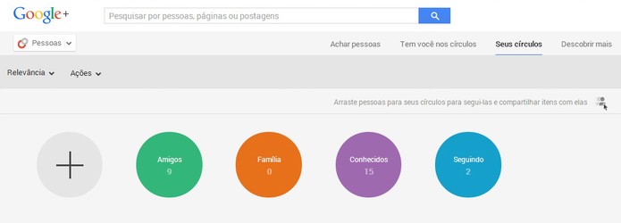 Círculos de amizade no Google+ (Foto: Reprodução/Barbara Mannara) Círculos de amizade no Google+ (Foto: Reprodução/Barbara Mannara)