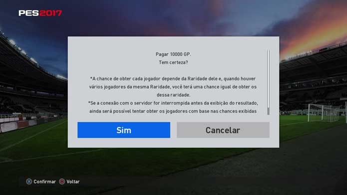 Escolha a forma de pagamento no PES 2017 (Foto: Reprodução/Murilo Molina)