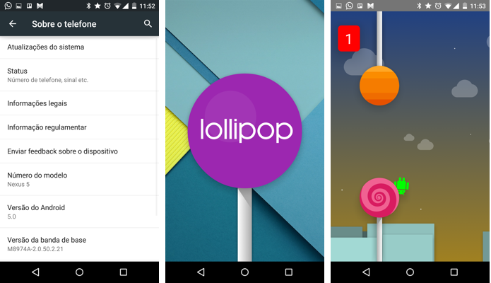 Easteregg do Android 5.0 é uma imitação do jogo Flappy Bird (Foto: Reprodução/Paulo Alves)