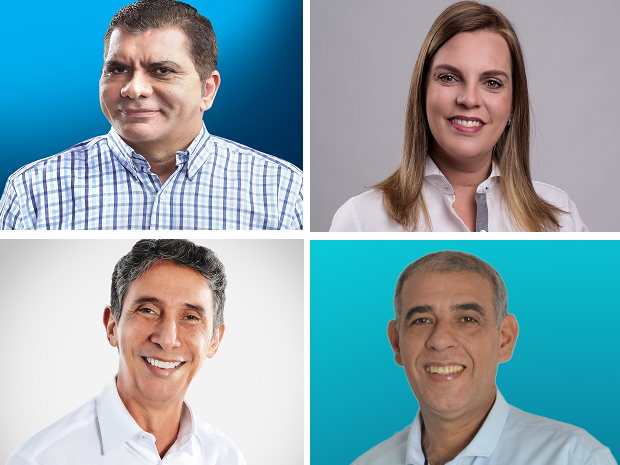 Candidatos à Prefeitura de Palmas participam de debate na TV Anhanguera (Foto: Montagem/G1)