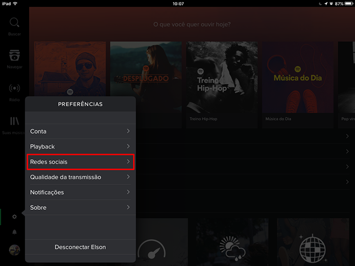 Spotify para tablet pode ocultar lista de reprodução do usuário (Foto: Reprodução/Elson de Souza)