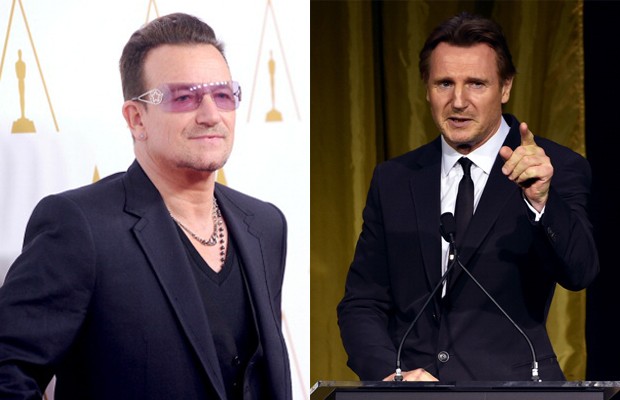 Bono Vox e Liam Neeson trabalham juntos em roteiro (Foto: Getty Images)