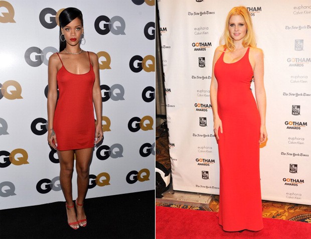 Simplicidade em alta: Rihanna e Lara Stone (Foto: Getty Images)
