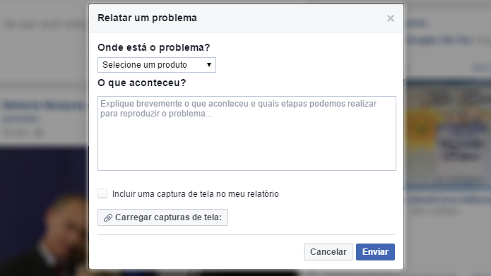 Denúncia do Facebook permite relatar vários tipos de problemas na rede social (Foto: Reprodução/Facebook)