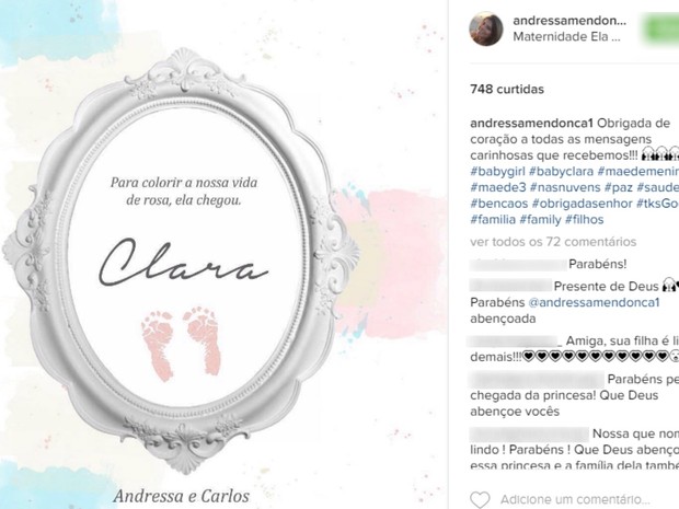 Carlinhos Cachoeira e Andressa Mendonça tiveram filha em Goiânia, Goiás (Foto: Reprodução/ Instagram)