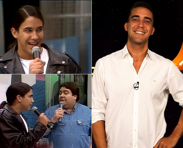 À esquerda, André Marques aos 15 no 'Faustão'. À direita, o ator hoje, no Superstar (Foto: TV Globo e Gshow)