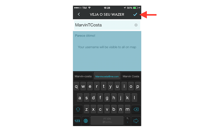 Definindo um novo nome de usuário no Waze (Foto: Reprodução/Marvin Costa)