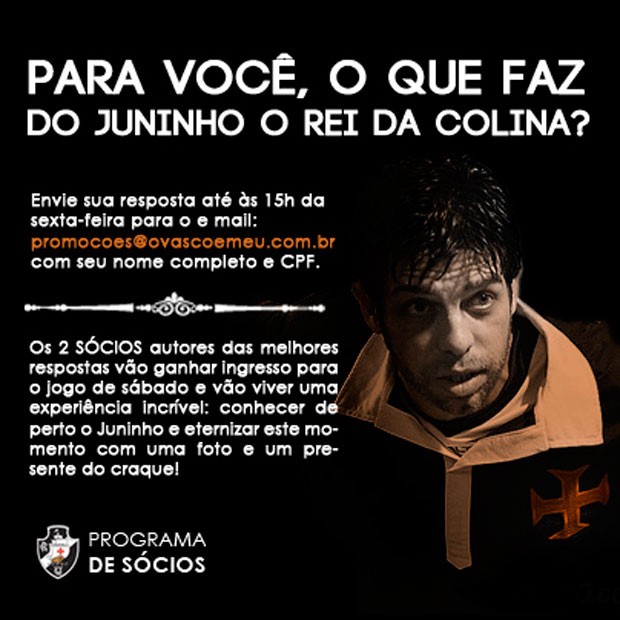 Promoção Juninho Vasco (Foto: Reprodução / Site Oficial do Vasco)