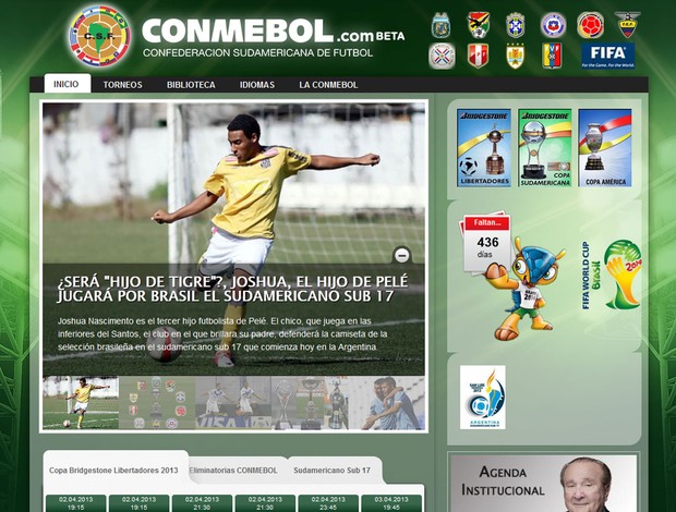 Reprodu&ccedil;&atilde;o site Conmebol Joshua nascimento santos (Foto: Reprodu&ccedil;&atilde;o / Site Odicial da Conmebol)