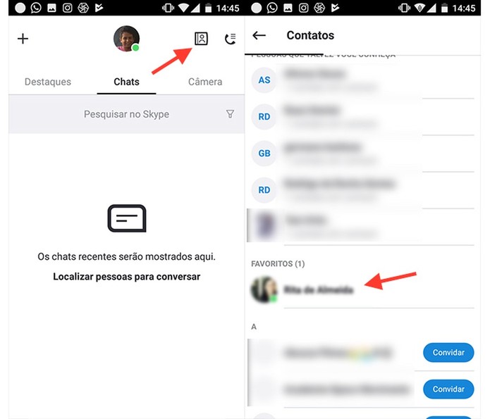 Opção para abrir um chat no Skype para Android (Foto: Reprodução/Marvin Costa) Opção para abrir um chat no Skype para Android (Foto: Reprodução/Marvin Costa)