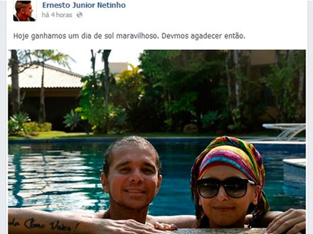 Netinho aparece em foto pela primeira vez após tratamento na Bahia (Foto: Reprodução/Facebook)
