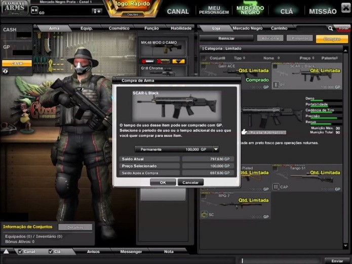 Selecione a opção permanente ante de comprar a arma (Foto: Reprodução)
