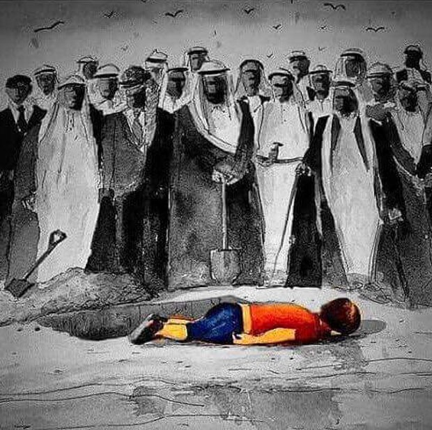 Ilustração homenageia Aylan Kurdi, menino sírio que morreu em praia na Turquia (Foto: Reprodução/Twitter)