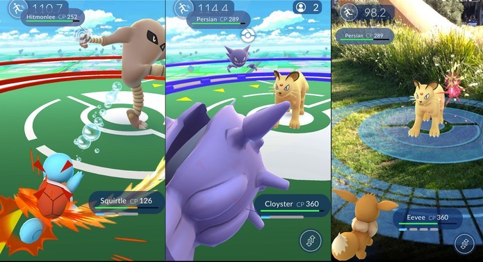 Exemplos de batalhas em Pokémon Go (Foto: Divulgação/Niantic)