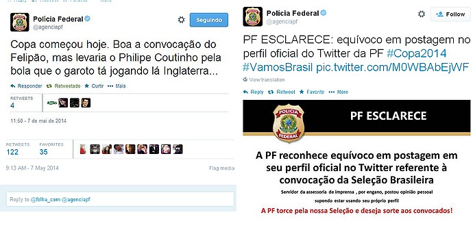 policia federal twitter seleção brasileira