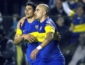 Roncaglia comemora gol do Boca Juniors contra o Corinthians (Foto: AFP)