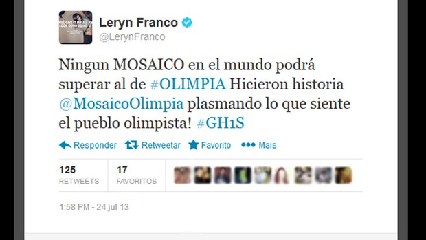 Leryn Franco twitter mosaico (Foto: Reprodução / Twitter)