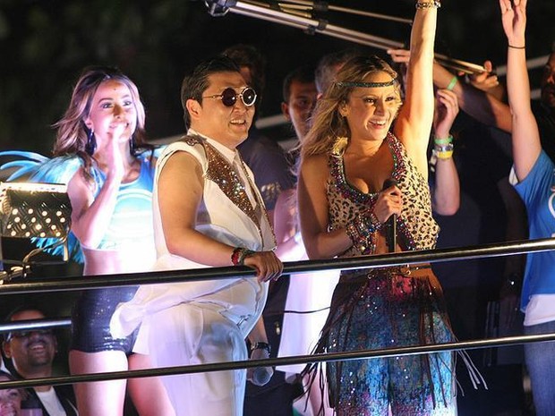 Psy com Sabrina Sato e Claudia Leitte (Foto: Ronaldo Silva/G1)