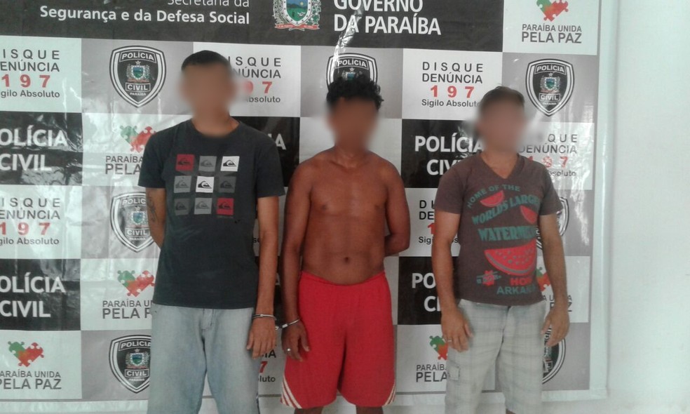 Trio foi preso neste sábado (22) sob a suspeita de cometer estupro positivo na cidade de Pombal, Sertão da Paraíba (Foto: Sylvio Rabelo/Polícia Civil)