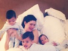 Isabella Fiorentino posta foto de farra com seus trigêmeos na cama