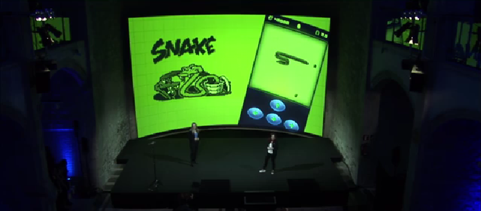 Snake para Facebook Messenger foi revelado na MWC 2017 (Foto: Reprodução/Nokia)
