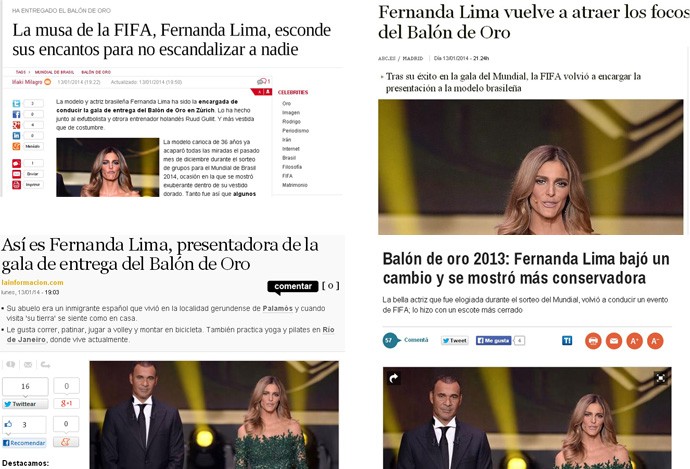 fernanda lima jornais bola de ouro (Foto: Reprodução ) fernanda lima jornais bola de ouro (Foto: Reprodução )