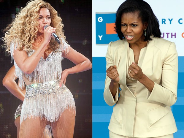 A cantora Beyoncé e a primeira-dama dos EUA, Michelle Obama (Foto: AP)