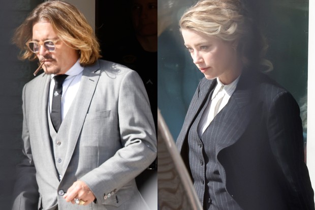 Johnny Depp e Amber Heard em julgamento (Foto: Getty Images)