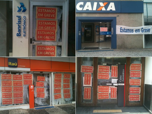 Agências de diversos bancos fecharam na manhã desta terça (18) (Foto: Fernando Castro/G1)