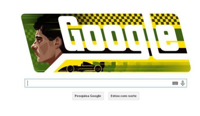 'Doodle' desta sexta-feira é homenagem pelos 54 anos do nascimento de Ayrton Senna (Foto: Reprodução / Google)