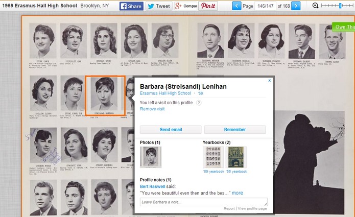A atriz Barbra Streisand está no Classmates (Foto: Reprodução/Tássia Moretz) A atriz Barbra Streisand está no Classmates (Foto: Reprodução/Tássia Moretz)