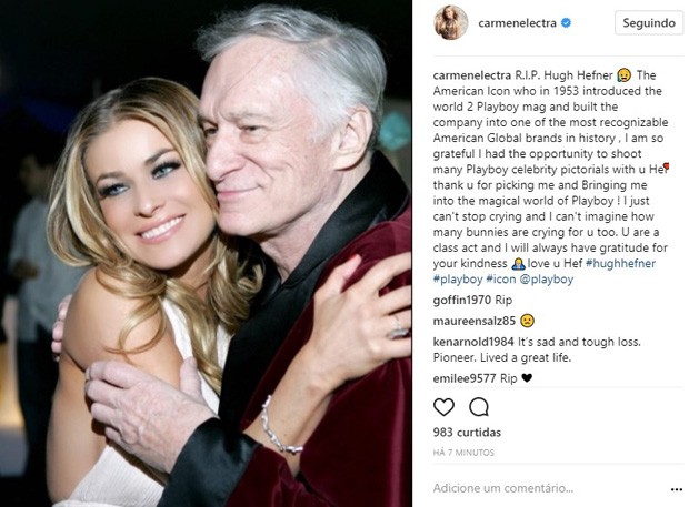 Carmen Electra lamenta morte de Hugh Hefner (Foto: Reprodução/Instagram)