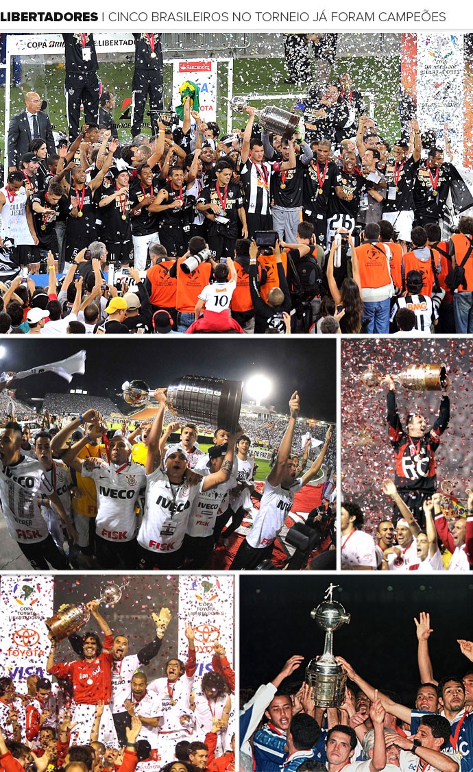 Mosaico Libertadores Brasileiros (Foto: Editoria de arte) Mosaico Libertadores Brasileiros (Foto: Editoria de arte)