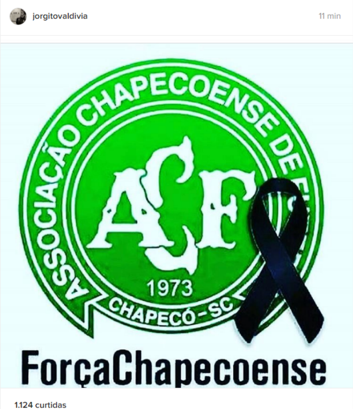 valdívia lamenta acidente da chapecoense (Foto: Reprodução)