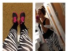 Carolina Portaluppi usa calça com estampa de zebra para treinar