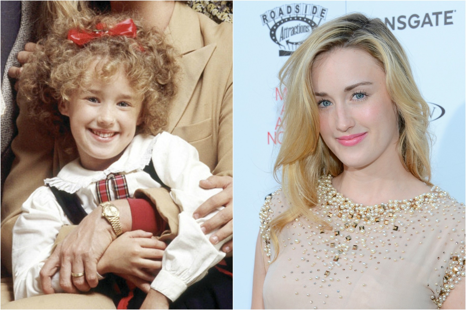 Ashley Johnson começou com 7 anos, em 'Leão Branco — O Lutador Sem Lei' (1990). Ela vai fazer 31 em agosto. (Foto: Divulgação e Getty Images)